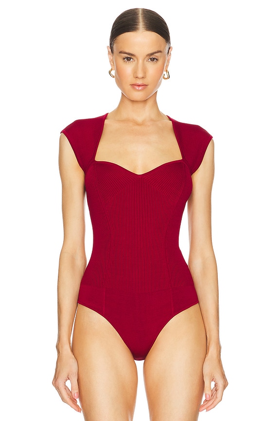 view 2 of 5 Barbara Sweetheart Bodysuit in Cherry