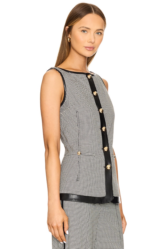 view 2 of 5 Cressida Sleeveless Button Top in Black White Check