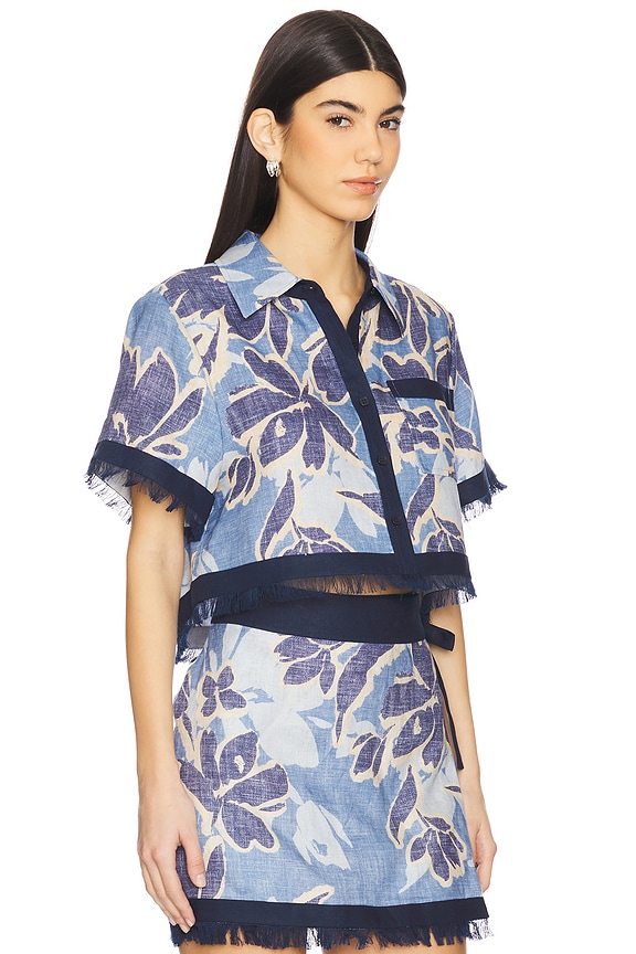 view 2 of 4 Short Sleeve Shirt in Blue Hydrangea Floral