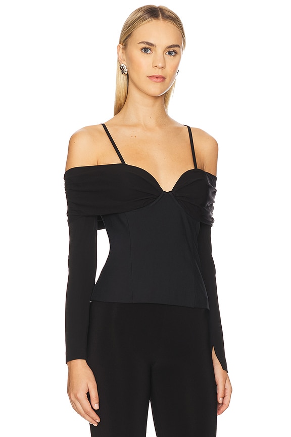 view 2 of 4 TOP MANGA LARGA HAZEL in Black