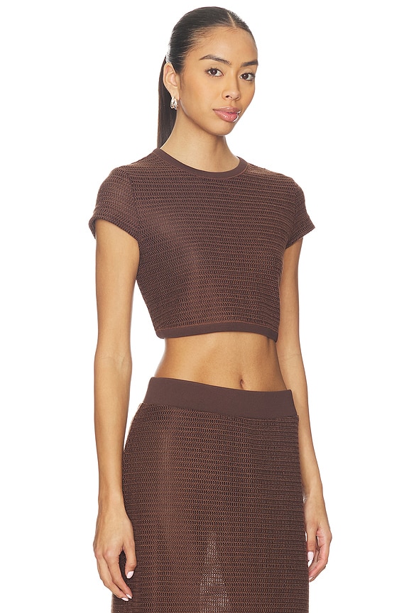 view 2 of 4 Lidie Short Sleeve Top in Chocolate