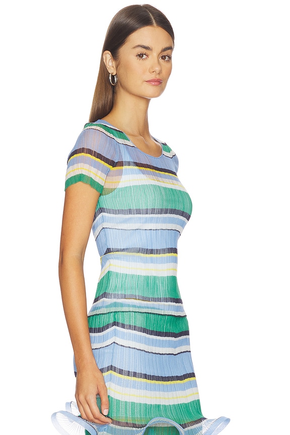 view 2 of 5 Knox Plisse Top in Periwinkle Stripe