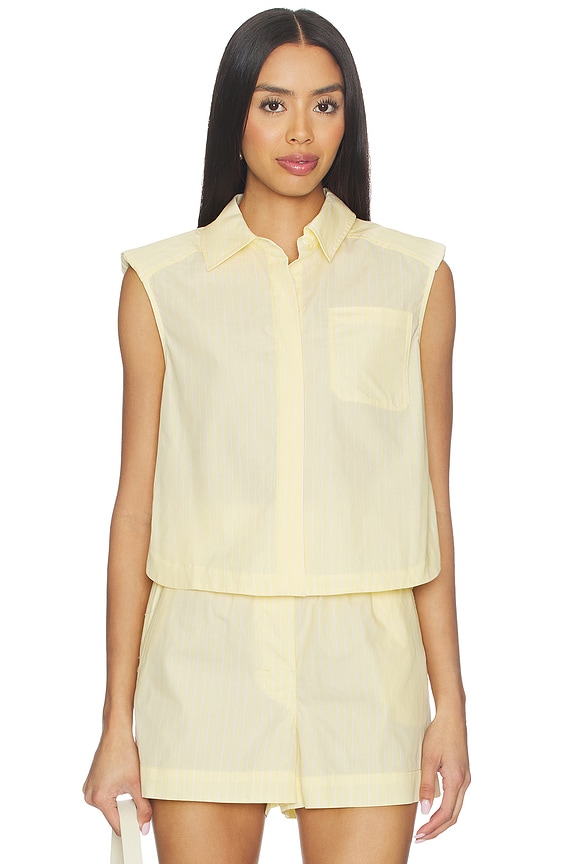 view 1 of 4 Winslow Short Sleeve Cropped Shirt in Buttercream Stripe
