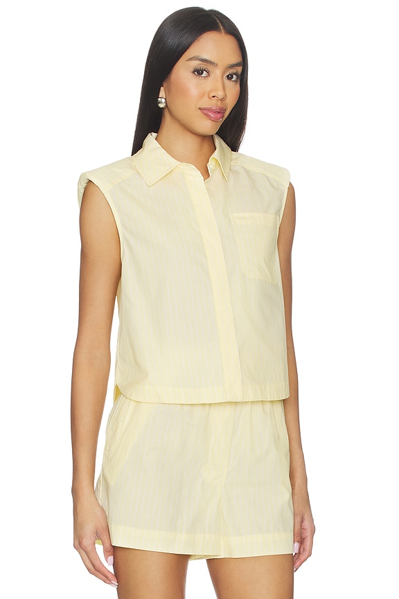 view 2 of 4 Winslow Short Sleeve Cropped Shirt in Buttercream Stripe