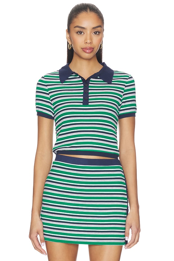 view 1 of 5 POLO EN MAILLE MARNIE in Kelly Green Stripe