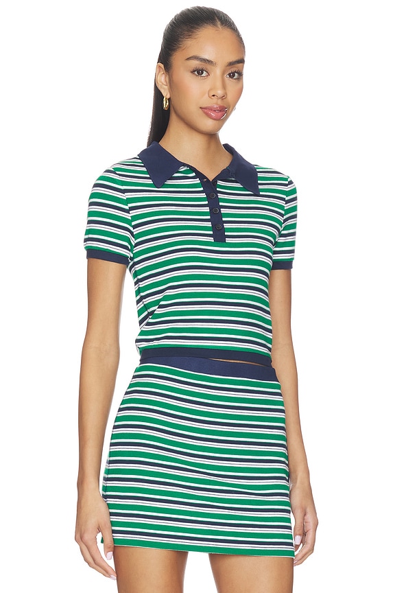 view 2 of 5 POLO EN MAILLE MARNIE in Kelly Green Stripe