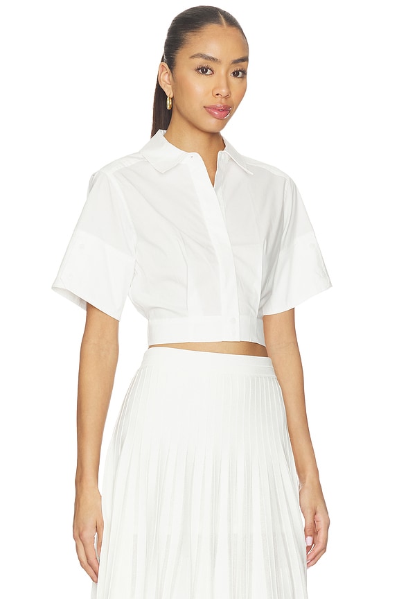 view 2 of 4 TOP RECORTADO MANGA CORTA SABRINA in White