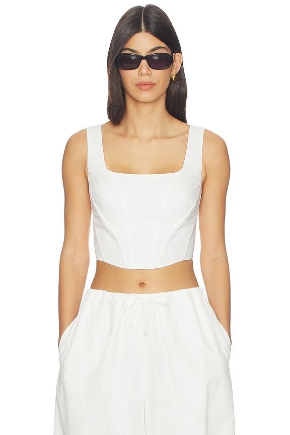 view 1 of 4 Clio Cotton Bustier Top in White