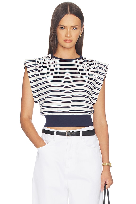 view 1 of 5 Joie Cotton Jersey Top in Midnight Stripe