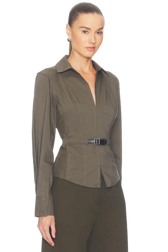 view 2 of 4 Loriel Belted Shirt in Dark Olive