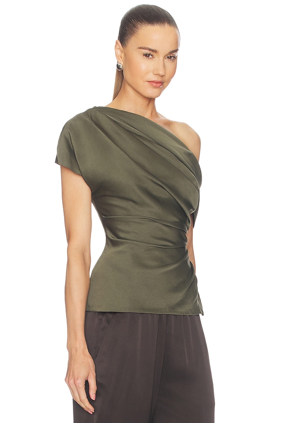 view 2 of 5 Phoebe Draped Top in Dark Olive