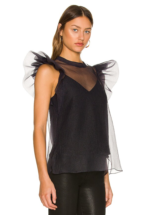view 2 of 4 Corina Ruffle Sleeve Top in Black