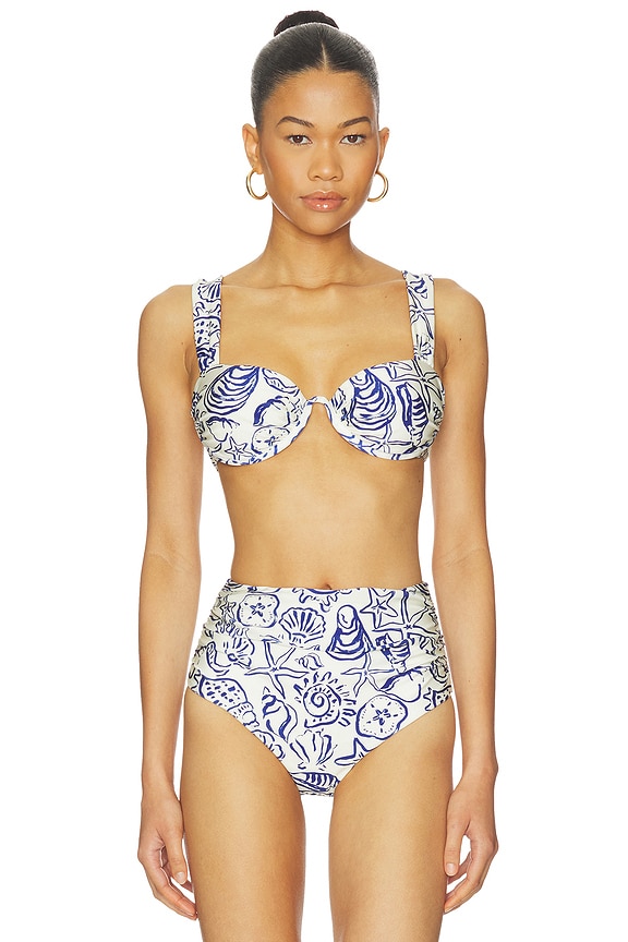 view 1 of 4 Anniston Ruched Cup Bikini Top in Blueberry