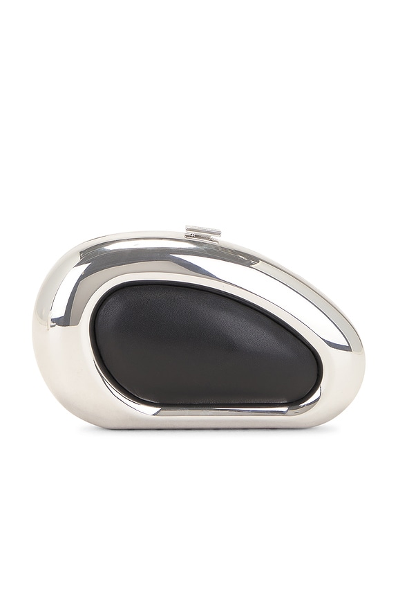 view 2 of 5 Luna Oval Clutch in Black & Silver