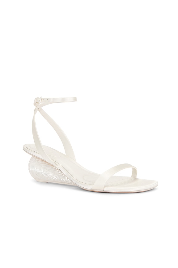 view 2 of 5 SANDALES BRIDGET SATIN OYSTER SHELL WEDGE in Alabaster
