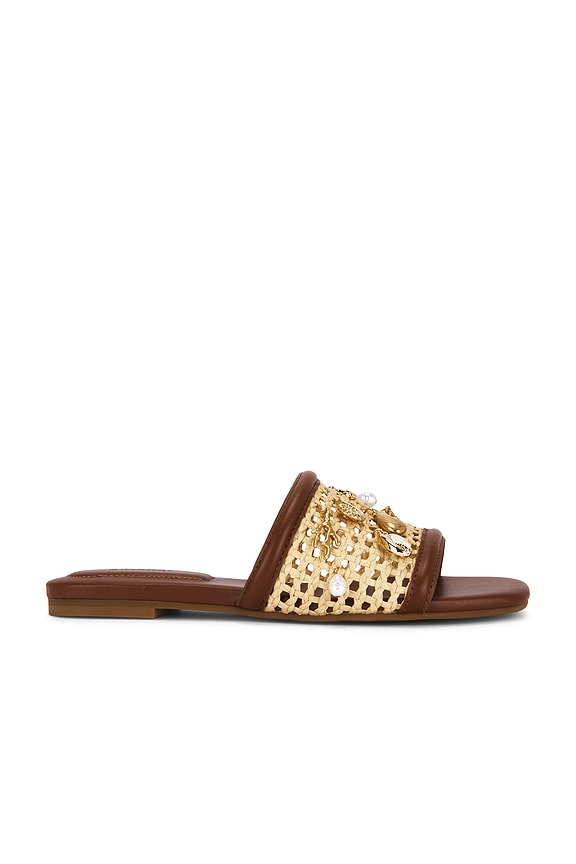 view 1 of 5 Caspian Raffia Netted Flat Sandal in Sequoia Natural
