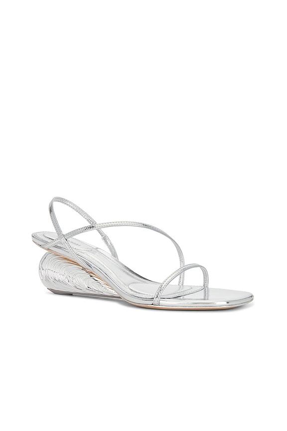 view 2 of 5 Bridget Oyster Shell Wedge Sandal in Silver