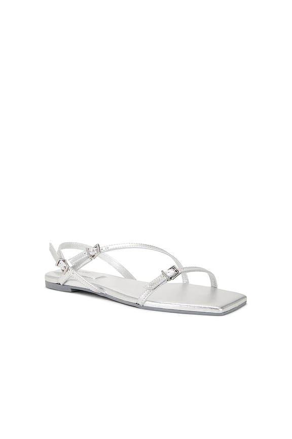 view 2 of 5 Carey Metallic Strappy Flat Sandal in Silver