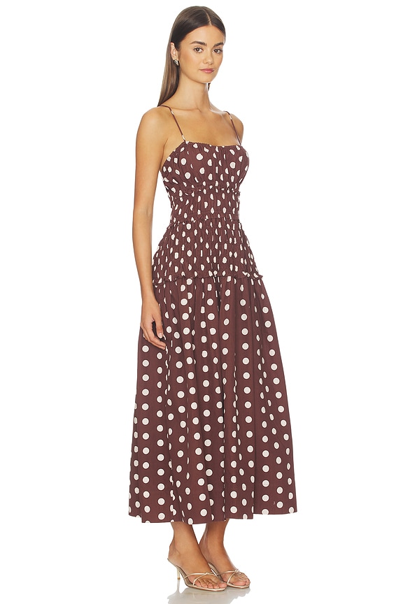 view 2 of 4 ROBE MI-LONGUE AMELIA in Brown Polka Dot