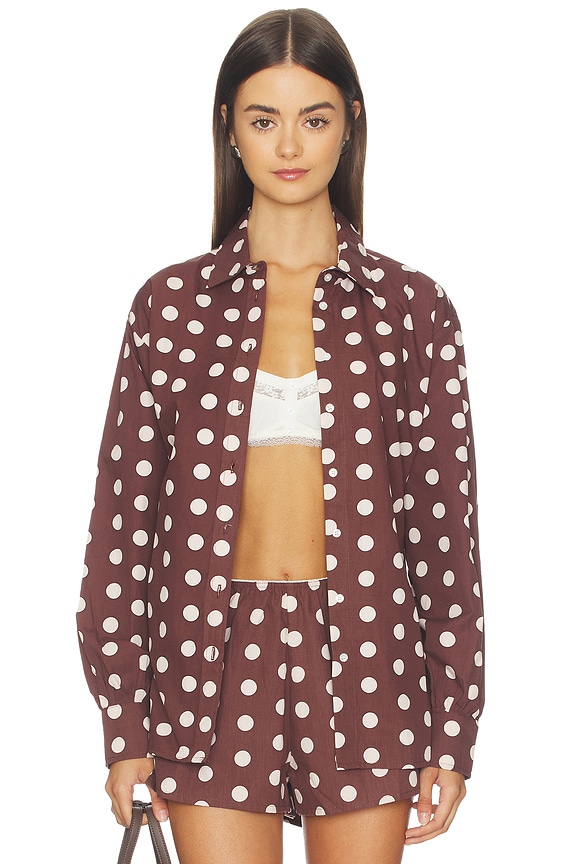 view 1 of 5 CHEMISE JOSEPHINE in Brown Polka Dot