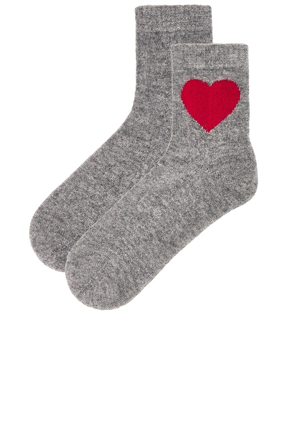 view 2 of 2 HEART ソックス in Mid Grey & Red