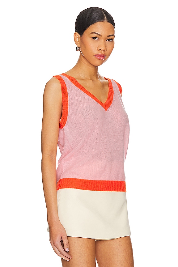 view 2 of 4 Contrast Vest in Pale Pink & Neon Orange