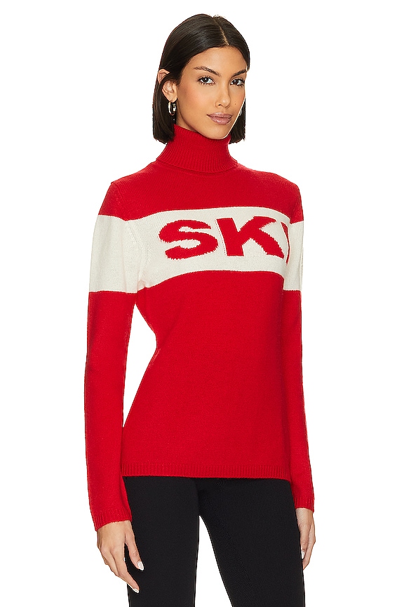 view 2 of 4 Ski Roll Collar Sweater in Red & Cream