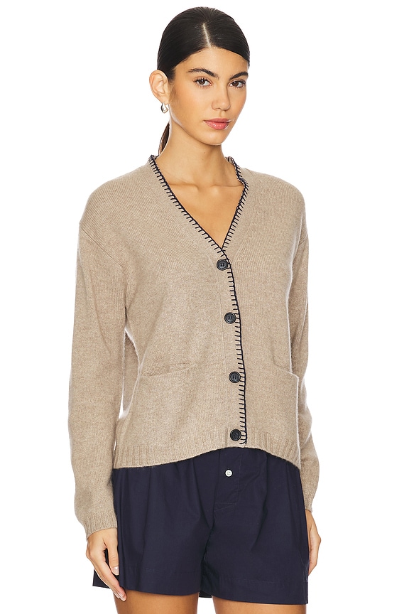 view 2 of 4 КАРДИГАН BLANKET STITCH in Light Brown & Navy
