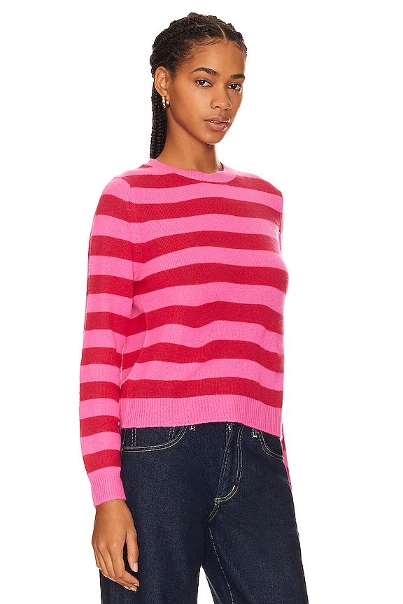 view 2 of 4 Stripe Crew Sweater in Hot Pink & Cherry