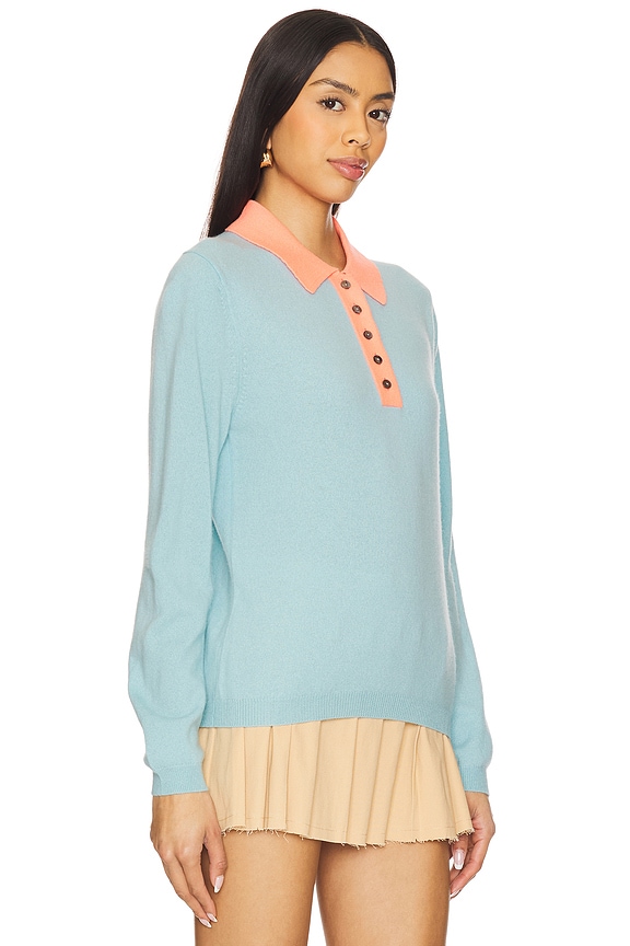 view 2 of 4 Contrast Polo in Aqua & Neon Coral