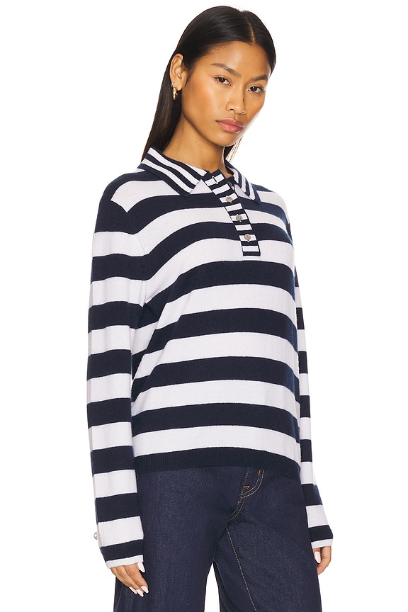 view 2 of 4 Mixed Stripe Polo in Navy & Lily