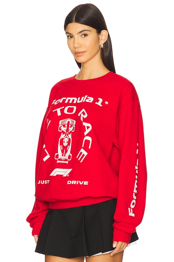 view 2 of 4 F1 White Car Sweatshirt in Washed Red