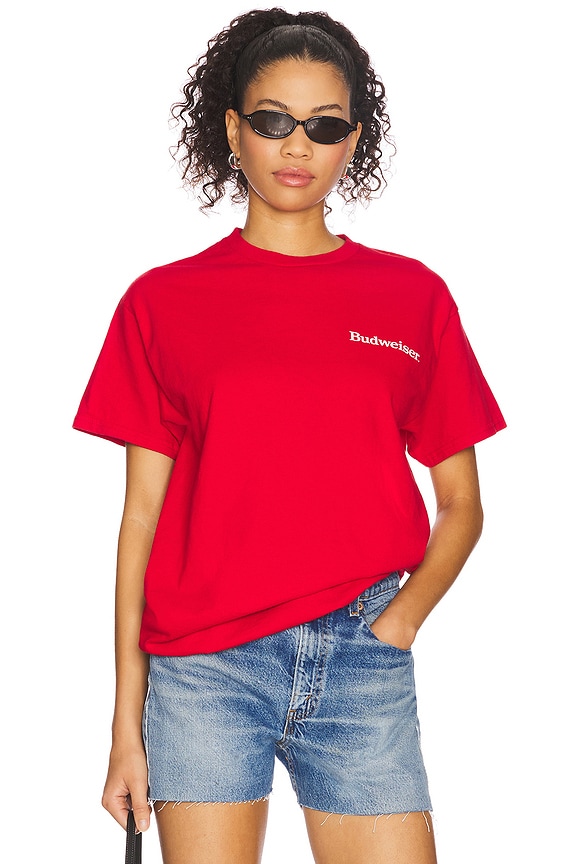 view 2 of 4 Budweiser Label Tee in Cherry Red