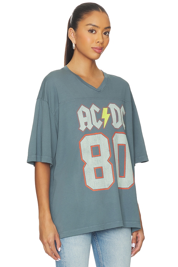 view 2 of 4 ACDC Back In Black Tour V-Neck Yoke Tee in Deep Indigo