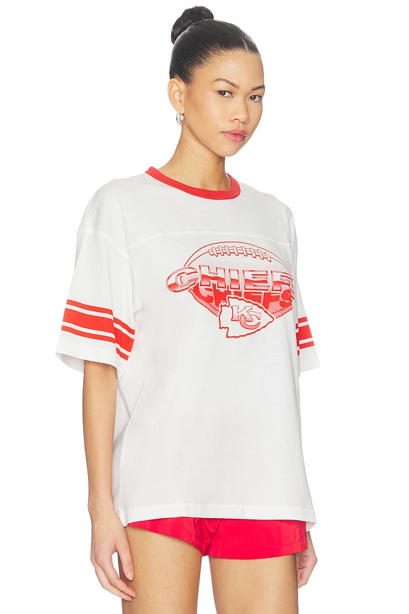 view 2 of 4 Chiefs Oversized Stripe Ringer Tee in White & Licorice