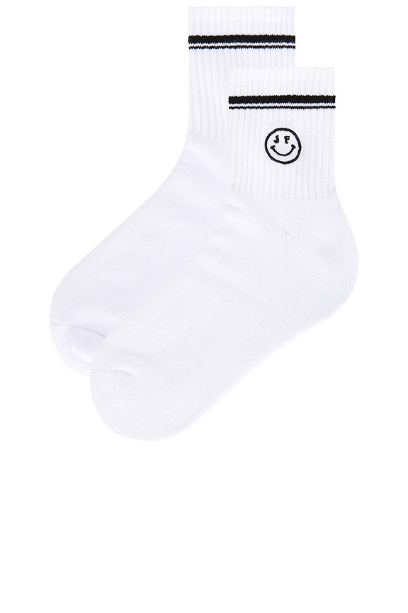 view 2 of 2 JF Smiley Sock in White