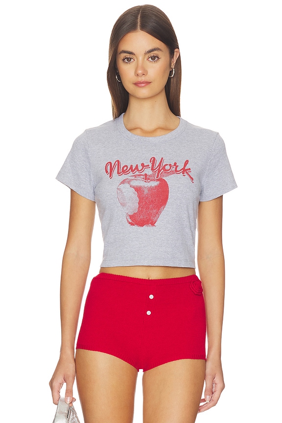 view 1 of 4 T-SHIRT GRAPHIQUE NEW YORK BIG APPLE THE BABY TEE in Heather Grey