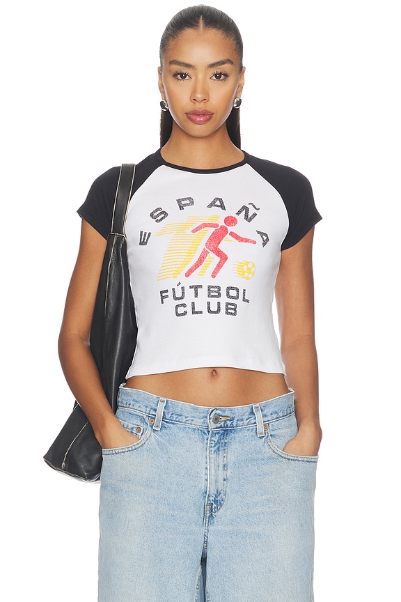 view 1 of 4 T-SHIRT BABY RAGLAN in White & Black