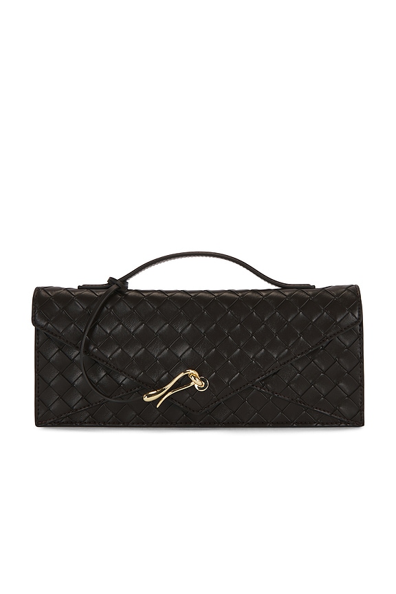 view 2 of 5 Celeste Woven Textured Envelope Top Handle Bag in Dark Brown