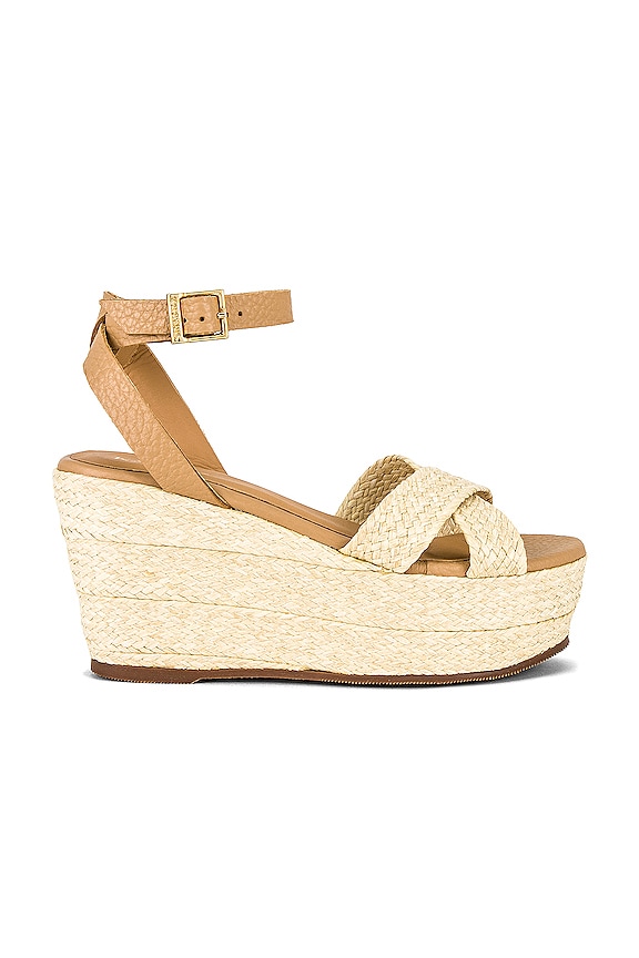 Kaanas Palopo Cross Over Raffia Wedge in Natural | REVOLVE