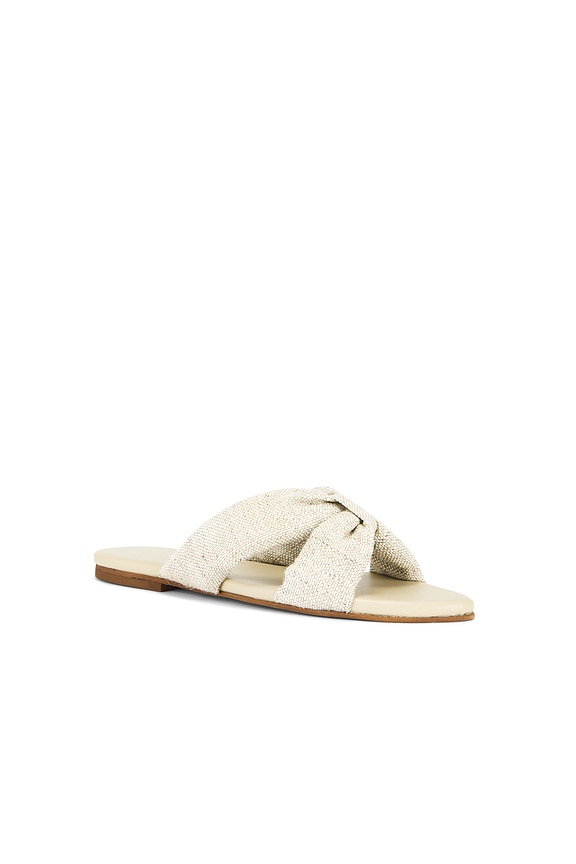 view 2 of 5 Banha Chunky Criss Cross Linen Sandal in Oat
