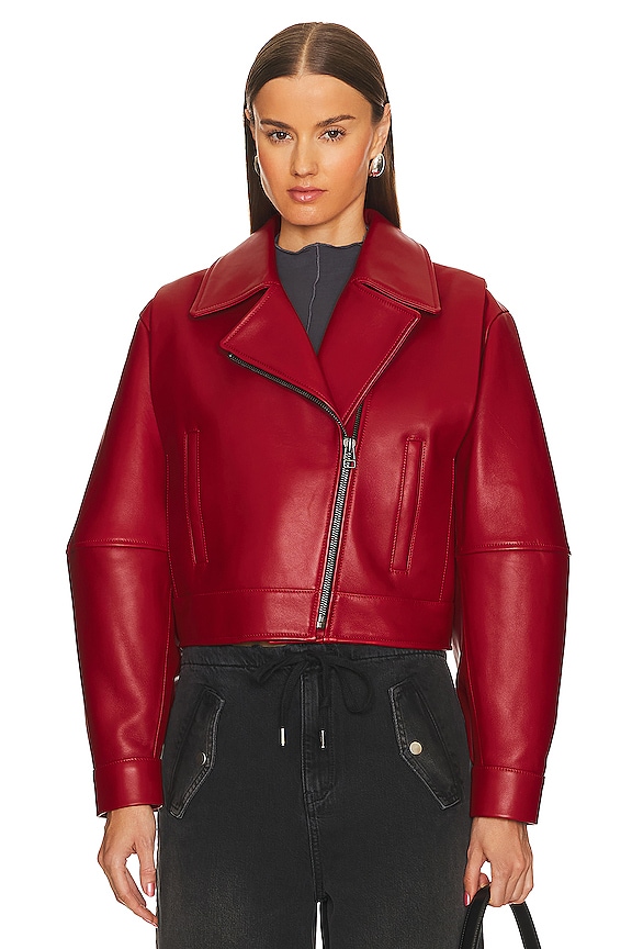 view 2 of 5 КОЖАНАЯ БАЙКЕРСКАЯ КУРТКА in Red