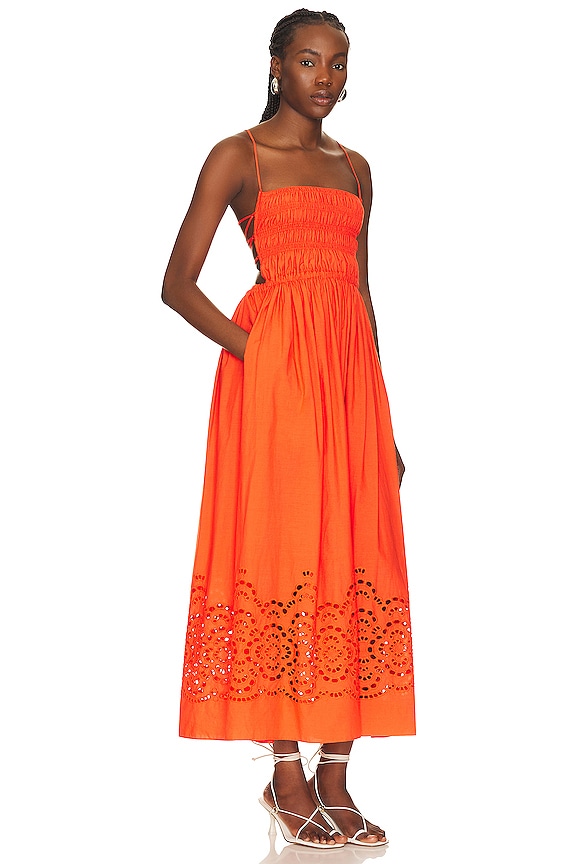 view 2 of 3 Ornella Eyelet Dress in Coral Red