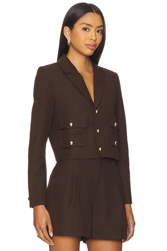 view 2 of 4 Marie Cropped Blazer in Chocolate Brown