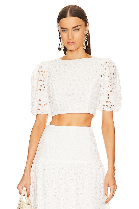 Karina Grimaldi Sunita Eyelet Blouse in White | REVOLVE