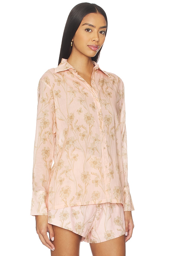 view 2 of 4 Coral Print Blouse in Peach Floral