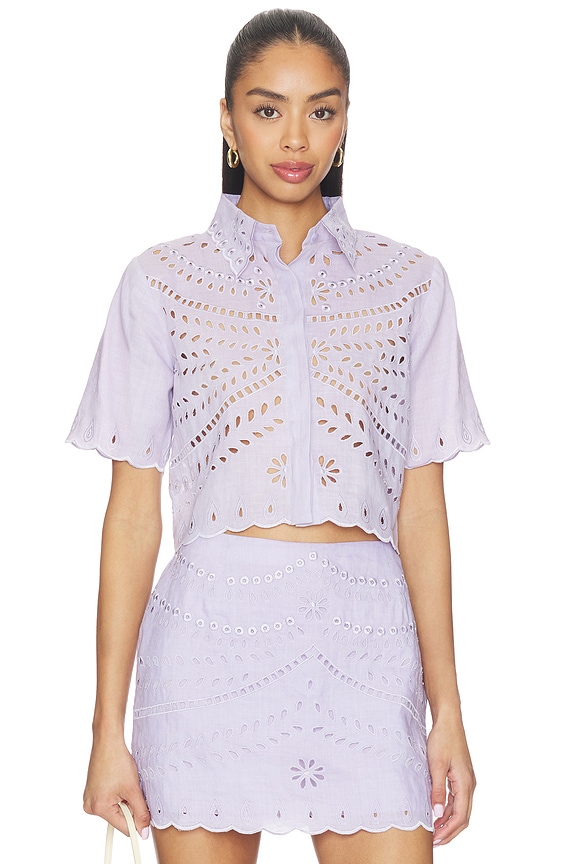view 1 of 4 Elin Embroidered Top in Lavender