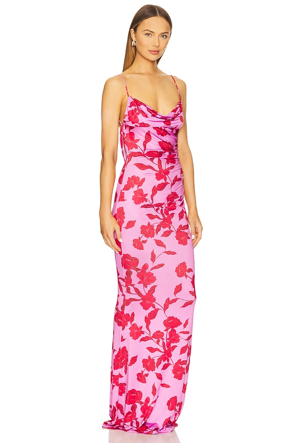 view 2 of 3 Beth Gown in Spicy Pink Floral