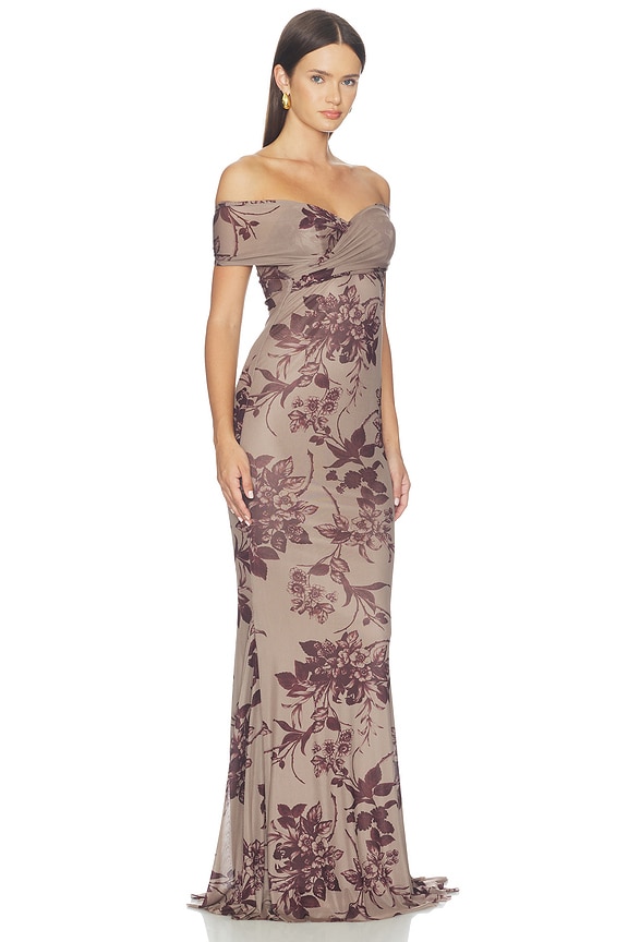 view 2 of 3 Nina Gown in Wine Botanical