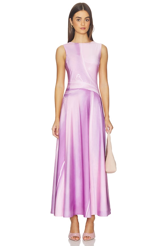 view 1 of 3 Illusion Print Kate Liquid Maxi Dress in Baby Pink